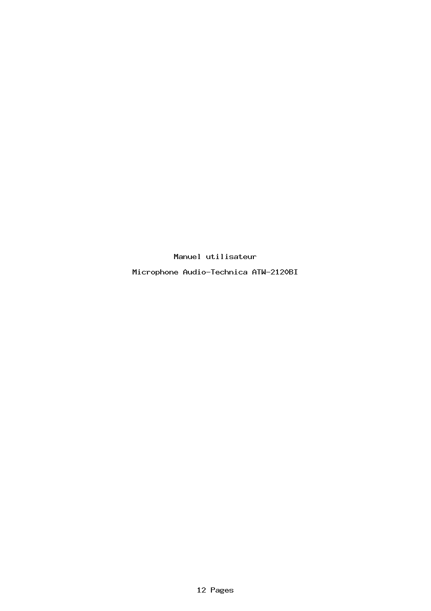 Page 1 de la notice Manuel utilisateur Audio-Technica ATW-2120BI