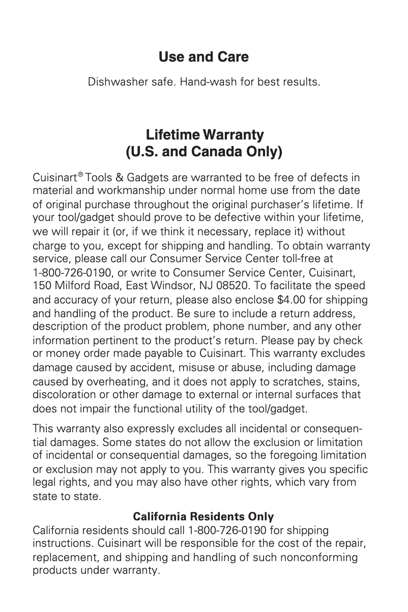 Página 1 del manual Manual de usuario Cuisinart CTG-08-P1