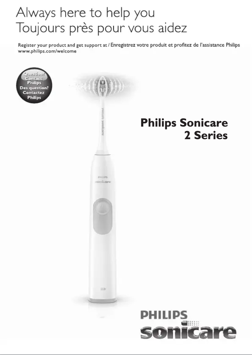 Page 1 de la notice Manuel utilisateur Philips Sonicare 2 Series plaque control HX6211