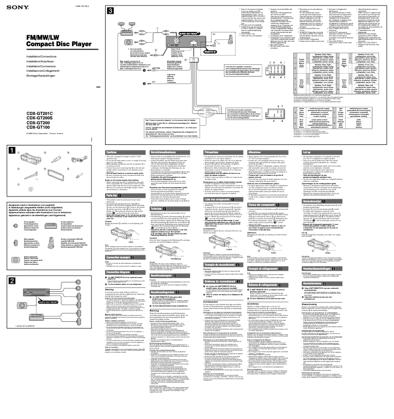 Página 1 del manual Guía de instalación Sony CDX-GT201C