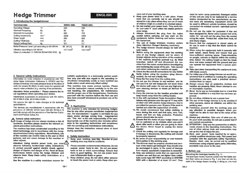 Page 1 de la notice Manuel utilisateur Husqvarna 700HD60EL
