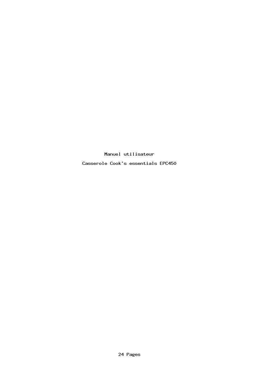 Page 1 de la notice Manuel utilisateur Cook's essentials EPC450