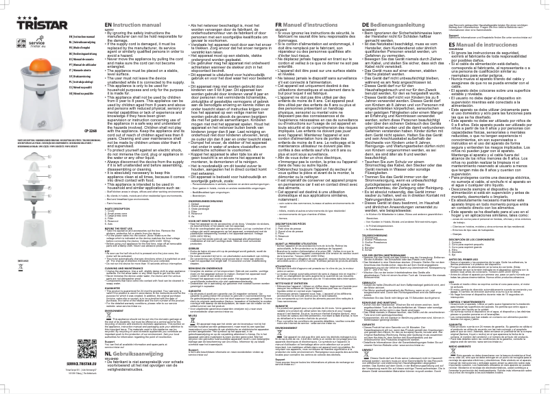 Page 1 de la notice Manuel utilisateur TriStar CP-2268