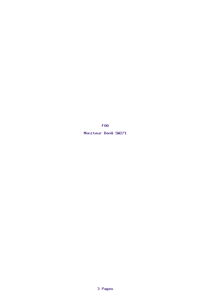 Page 1 de la notice FAQ BenQ SW271