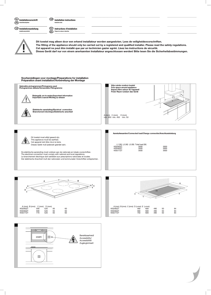 Page 1 de la notice Guide d'installation Etna KIS577ZT