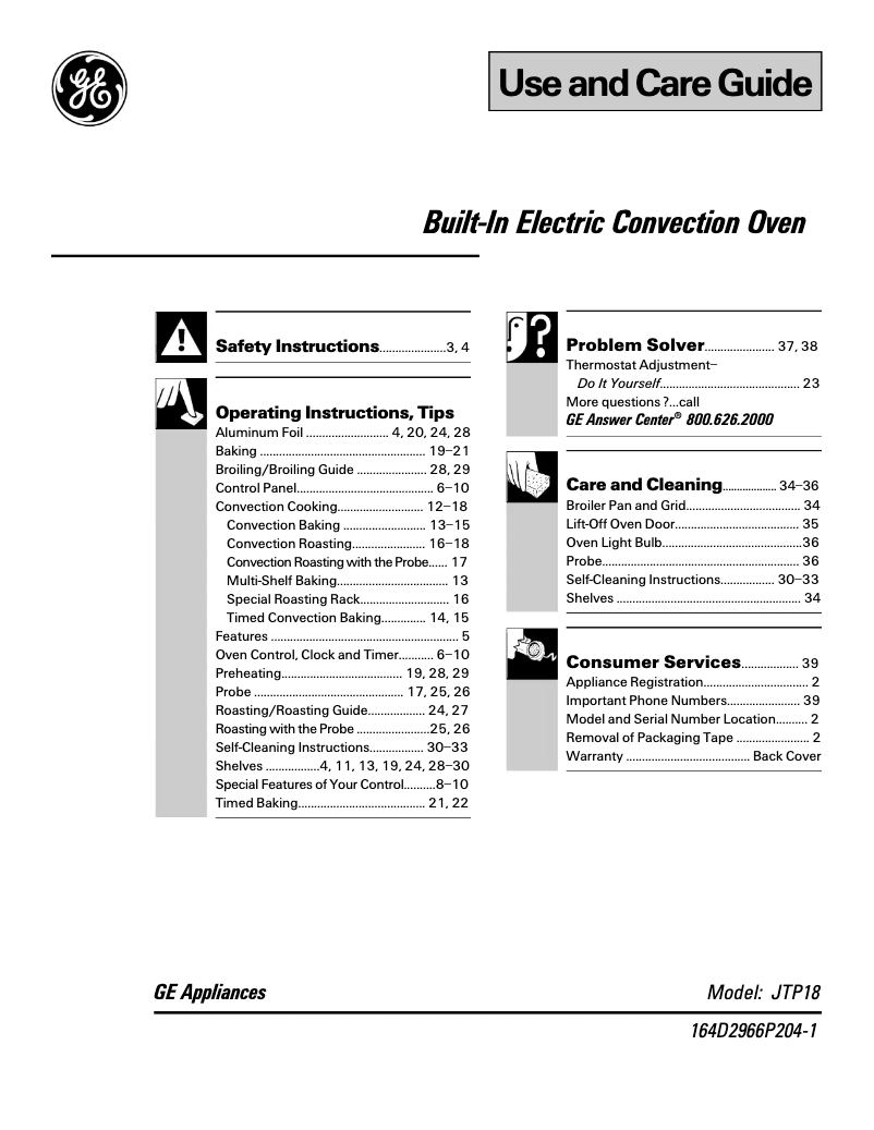 Página 1 del manual Manual de usuario GE Profile JTP18WWWW