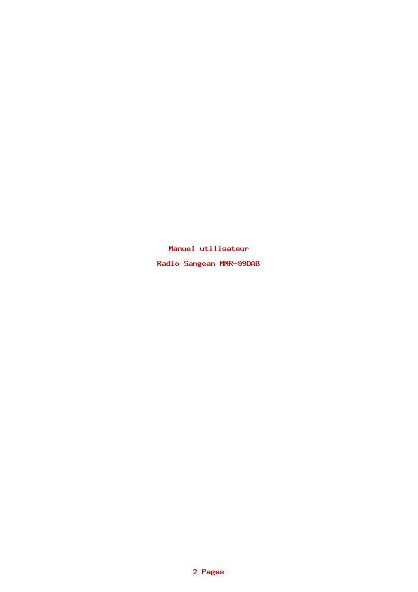 Page 1 de la notice Manuel utilisateur Sangean MMR-99DAB