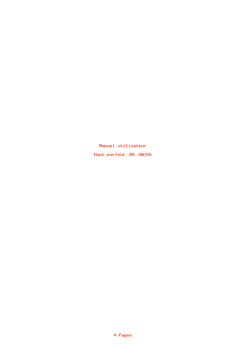 Page 1 de la notice Manuel utilisateur JBL AW266