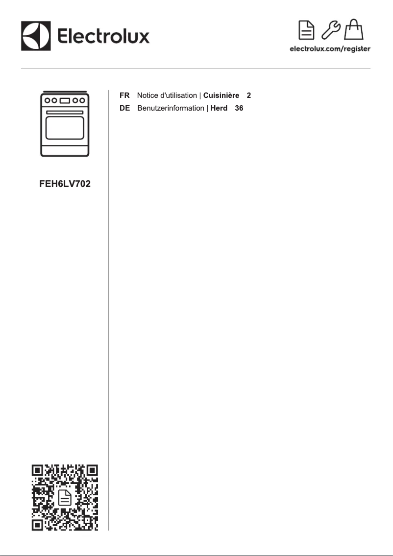 Page 1 de la notice Manuel utilisateur Electrolux FEH6LV702