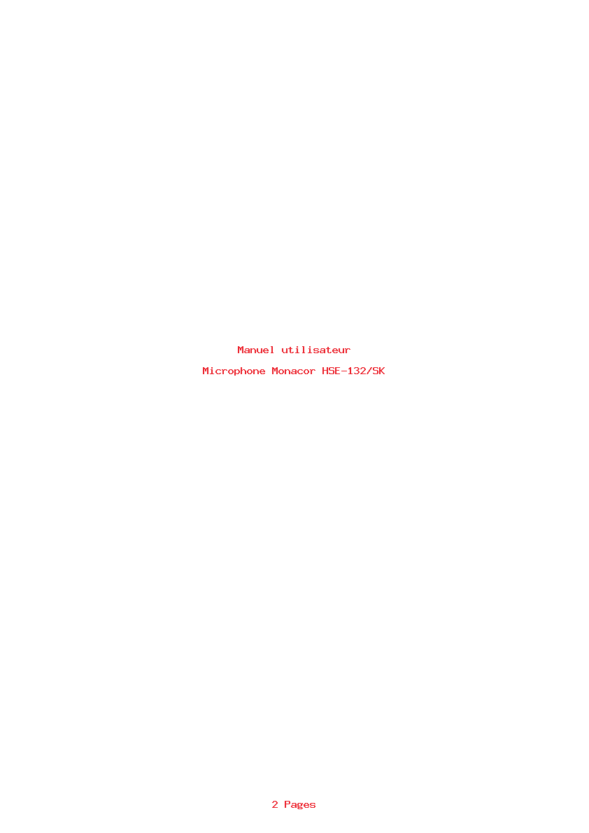 Page 1 de la notice Manuel utilisateur Monacor HSE-132/SK