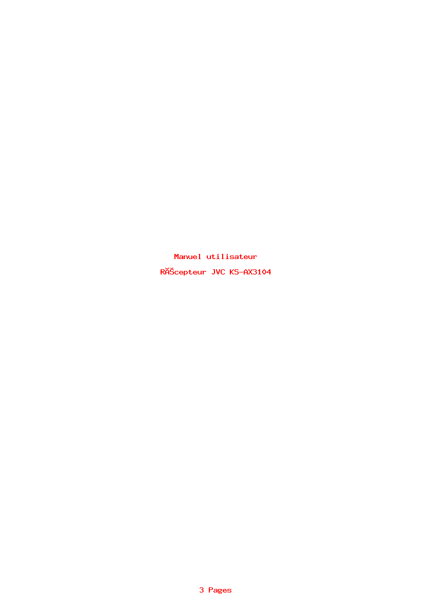 Page 1 de la notice Manuel utilisateur JVC KS-AX3104