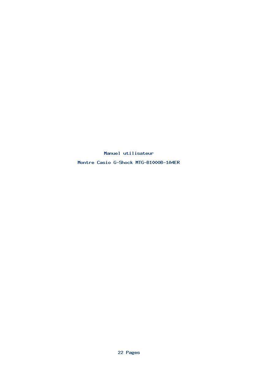 Page 1 de la notice Manuel utilisateur Casio G-Shock MTG-B1000B-1A4ER