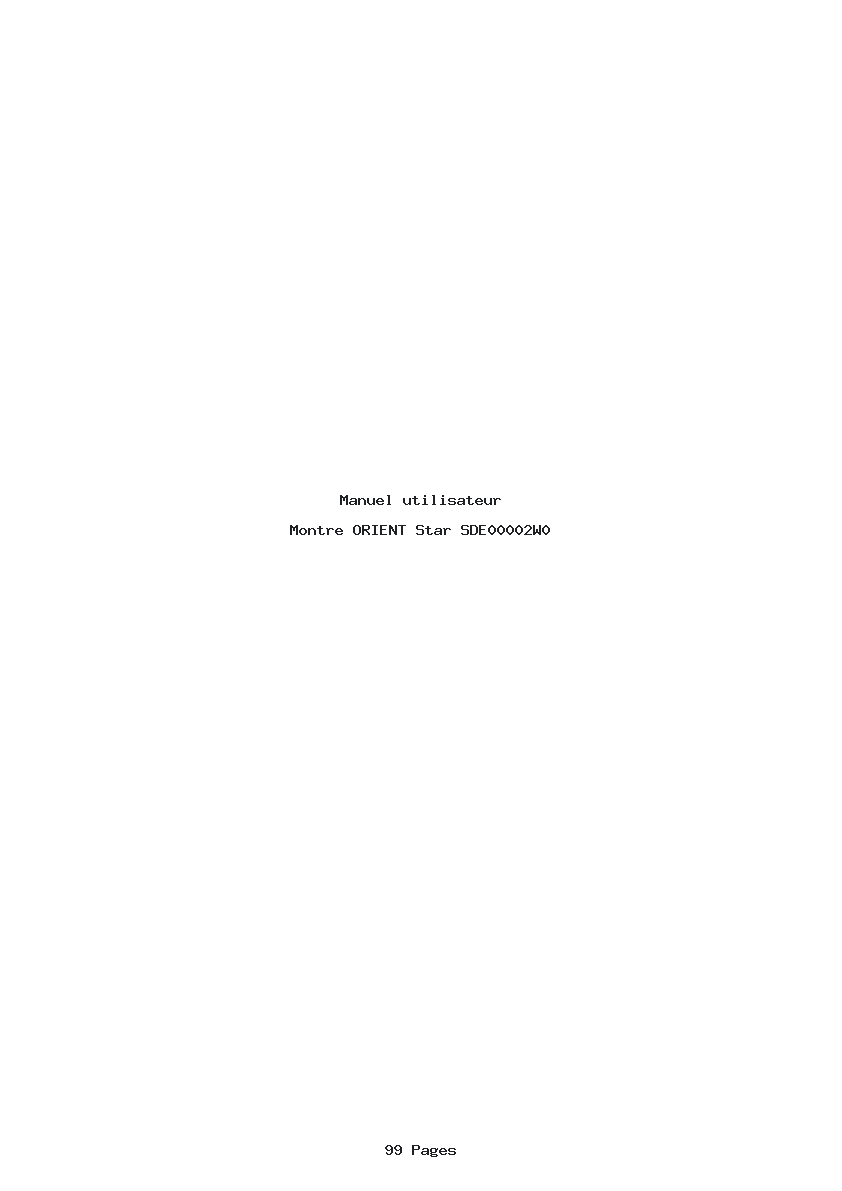 Page 1 de la notice Manuel utilisateur ORIENT Star SDE00002W0