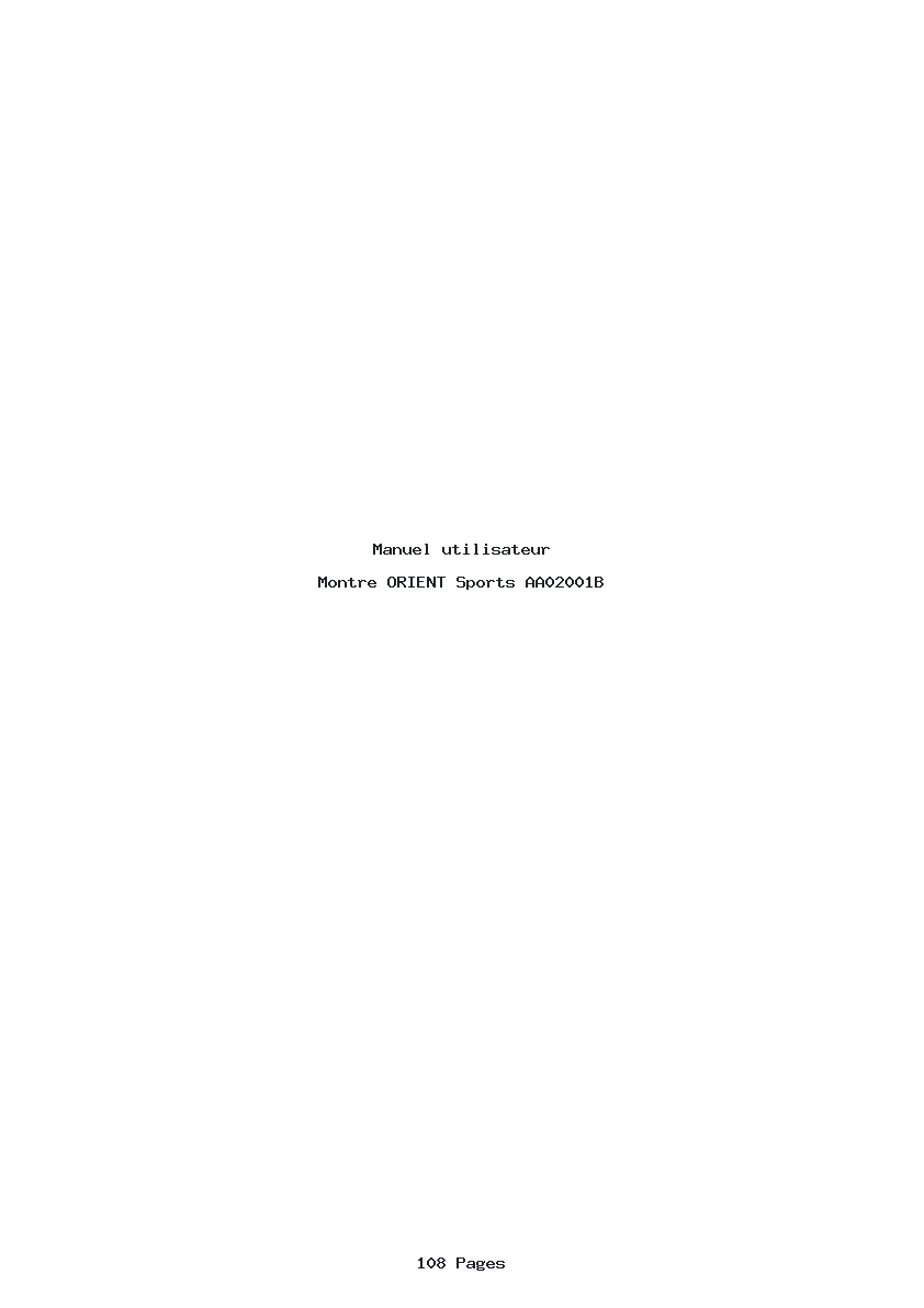 Page 1 de la notice Manuel utilisateur ORIENT Sports AA02001B