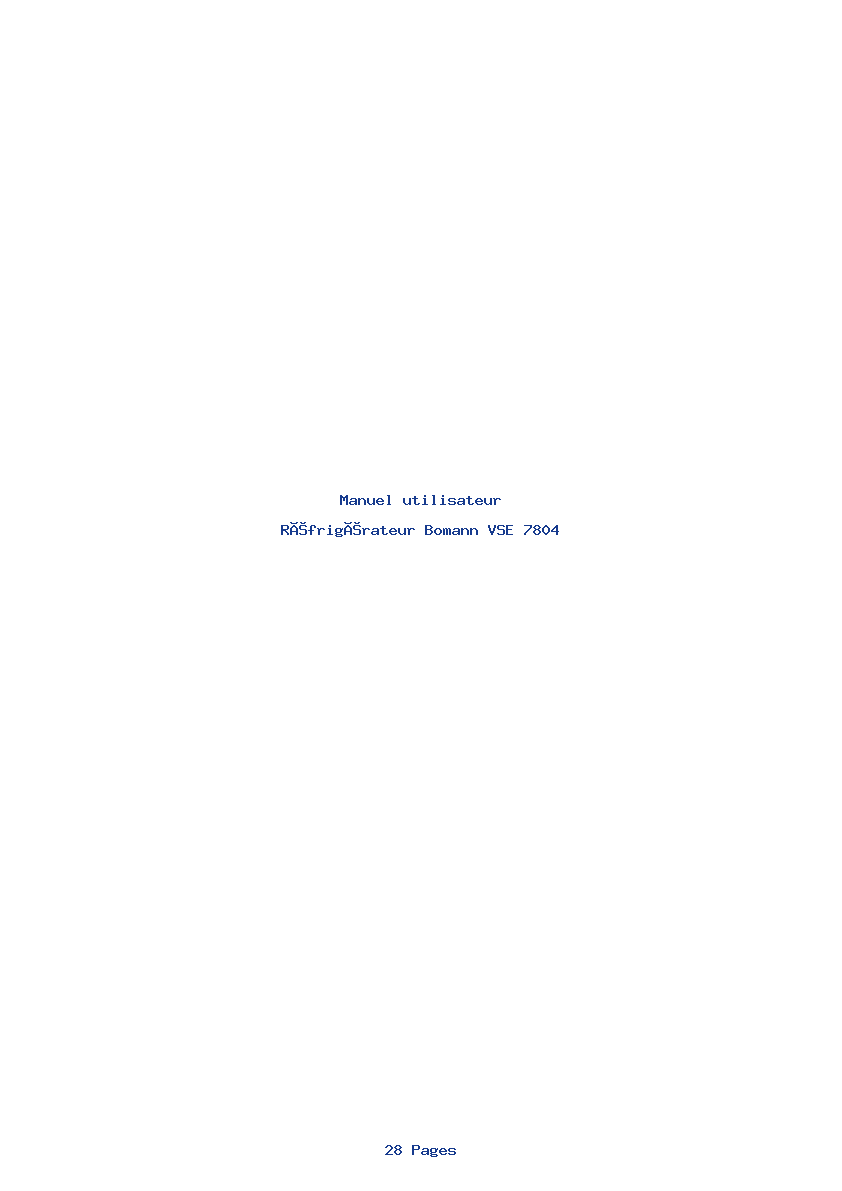 Page 1 de la notice Manuel utilisateur Bomann VSE 7804