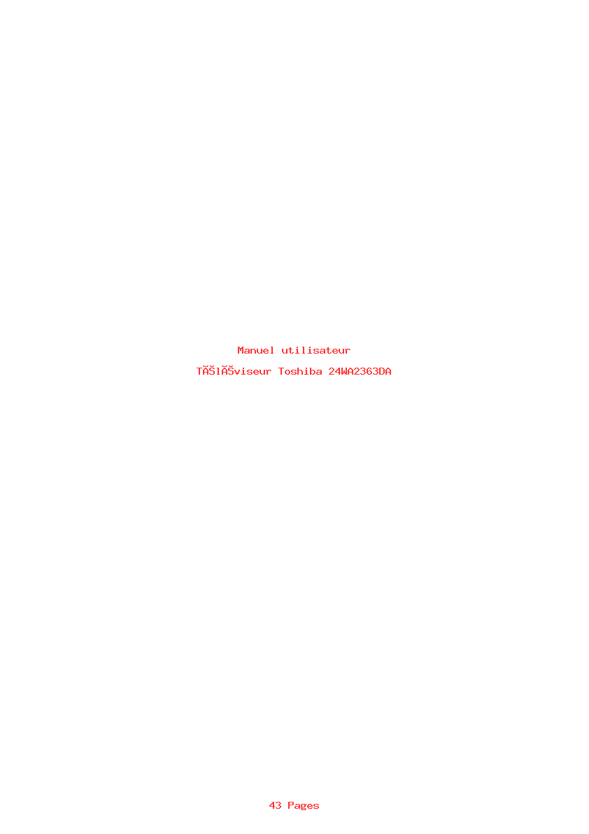 Page 1 de la notice Manuel utilisateur Toshiba 24WA2363DA
