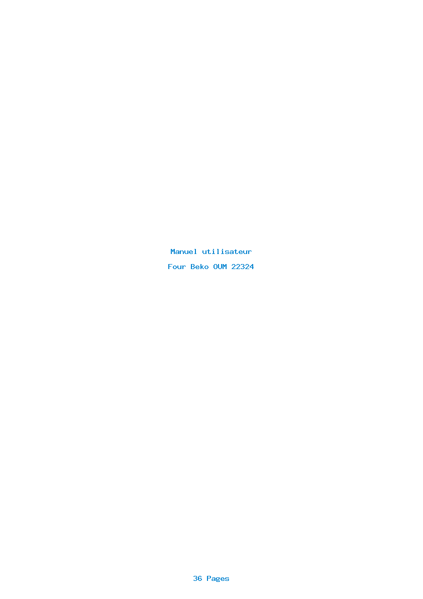 Page 1 de la notice Manuel utilisateur Beko OUM 22324