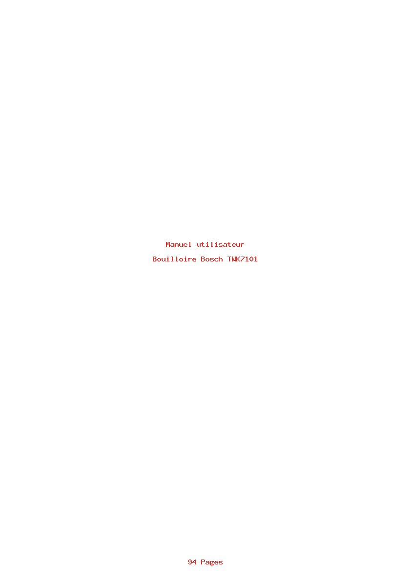Page 1 de la notice Manuel utilisateur Bosch TWK7101