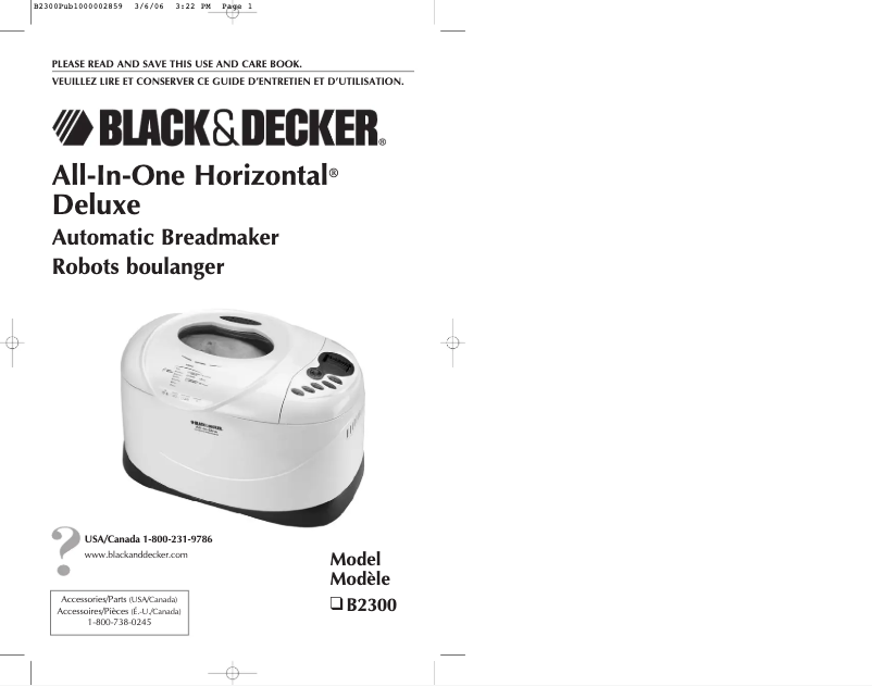 Page 1 de la notice Manuel utilisateur Black & Decker B2300