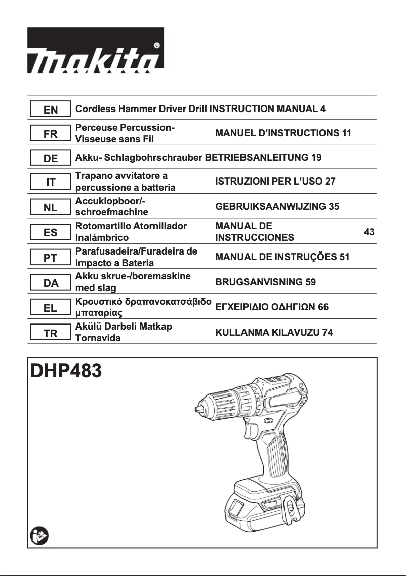 Página 1 del manual Manual de usuario Makita DHP483Z