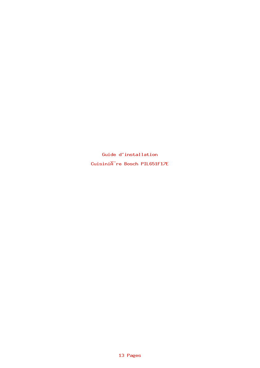 Page 1 de la notice Guide d'installation Bosch PIL651F17E
