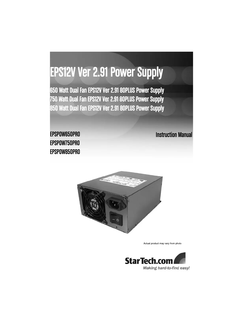 Page 1 de la notice Manuel utilisateur StarTech.com EPSPOW650Pro