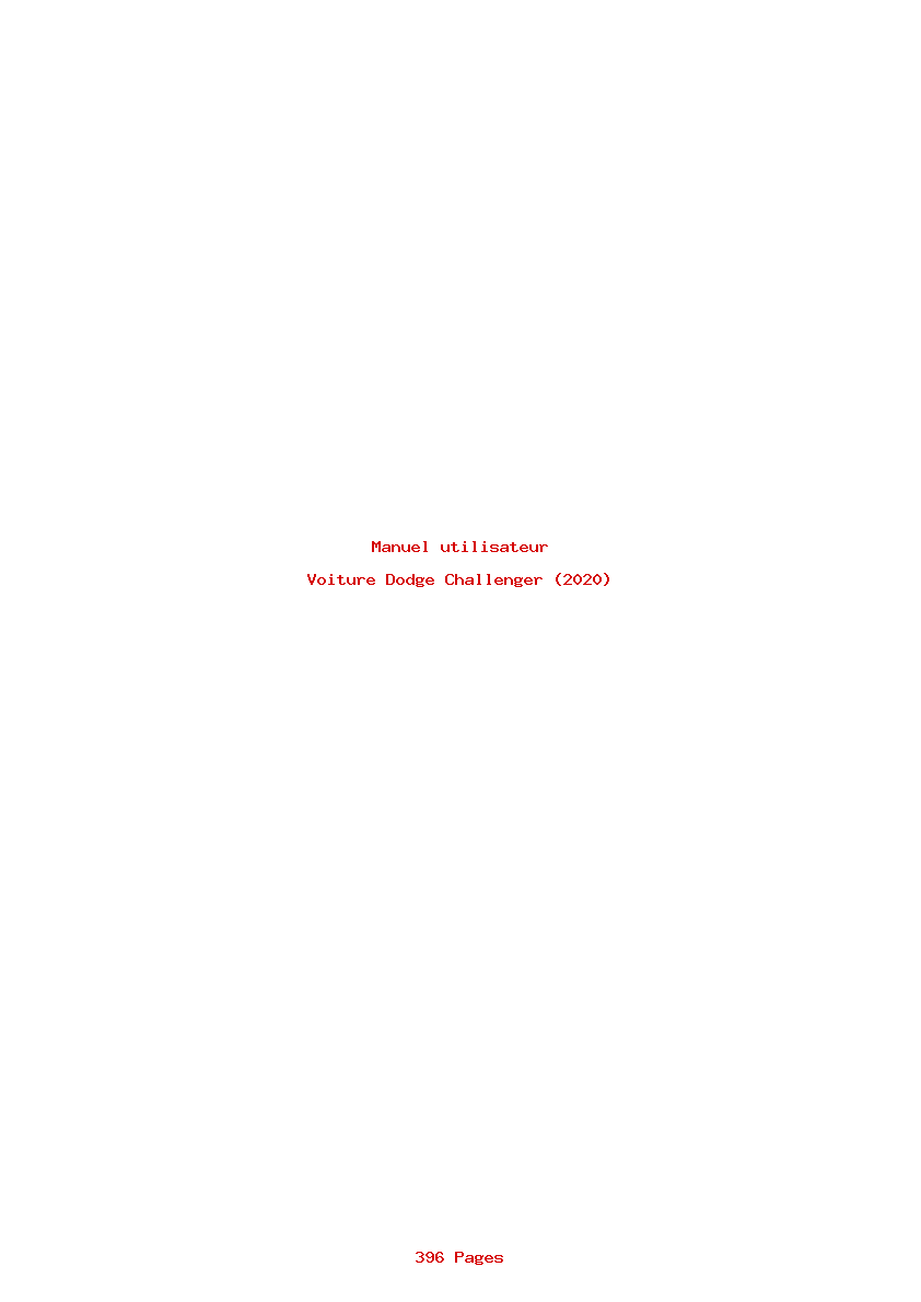 Page 1 de la notice Manuel utilisateur Dodge Challenger (2020)