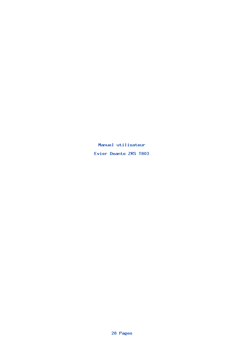 Page 1 de la notice Manuel utilisateur Deante ZRS T803