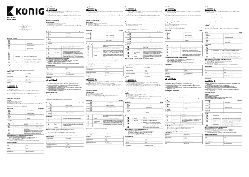 Page 1 de la notice Manuel utilisateur Konig SAS-ASRC240