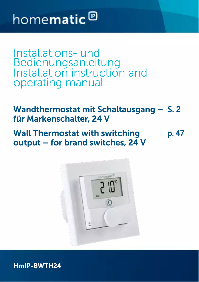 Página 1 del manual Manual de usuario eQ-3 HMIP-BWTH24