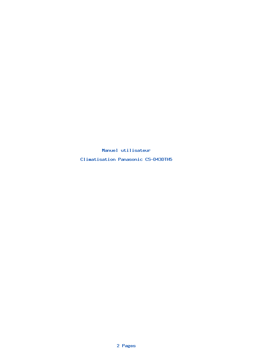 Page 1 de la notice Manuel utilisateur Panasonic CS-D43DTH5