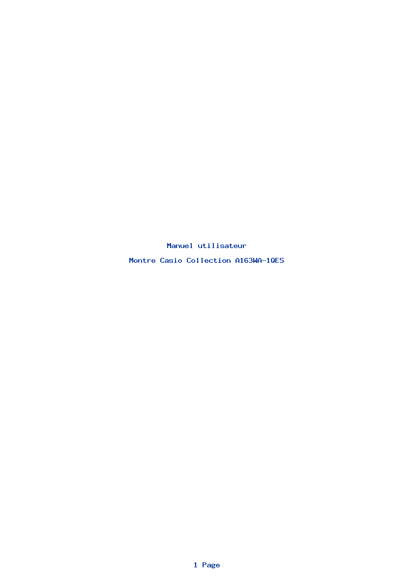 Page 1 de la notice Manuel utilisateur Casio Collection A163WA-1QES