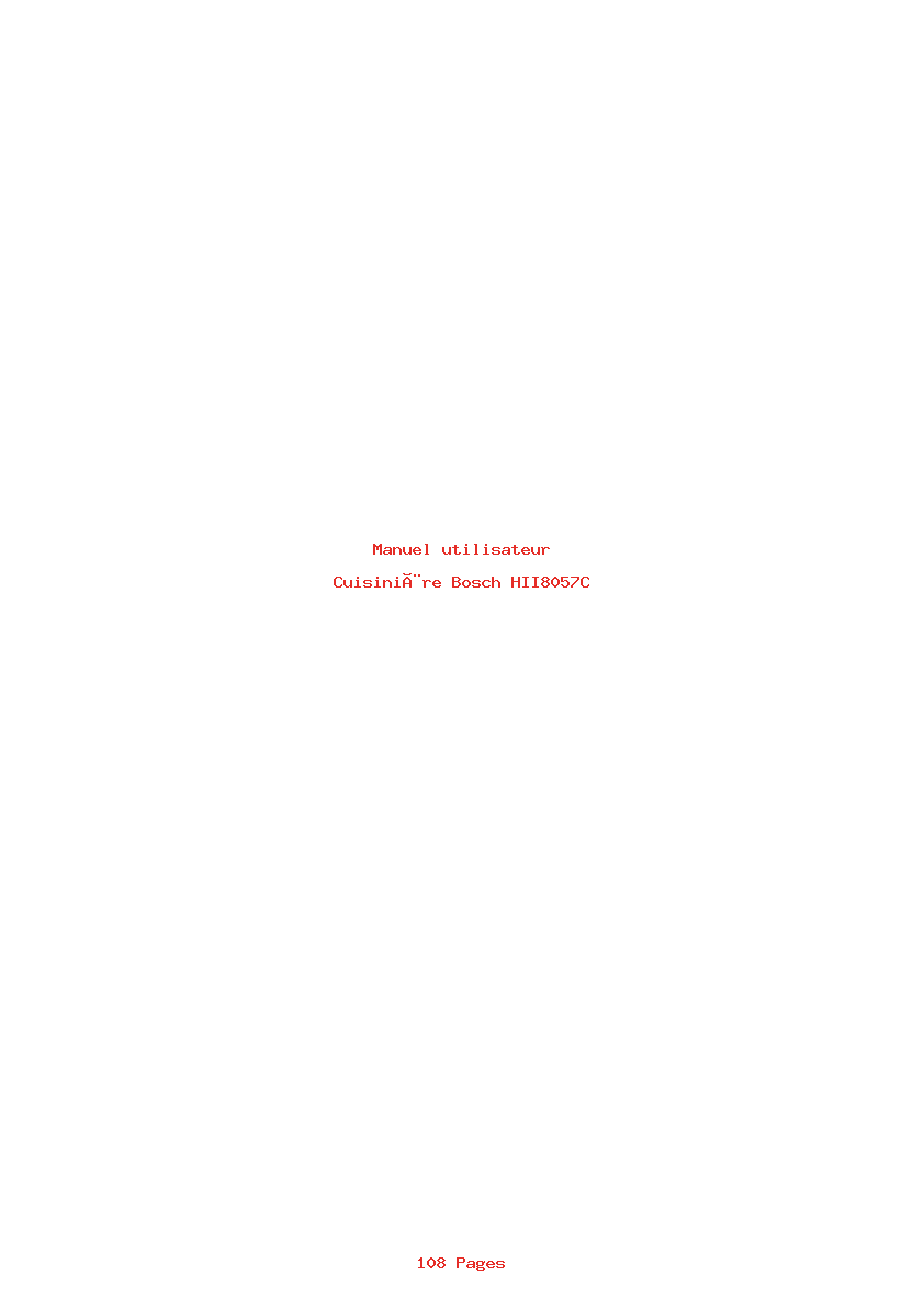 Page 1 de la notice Manuel utilisateur Bosch HII8057C