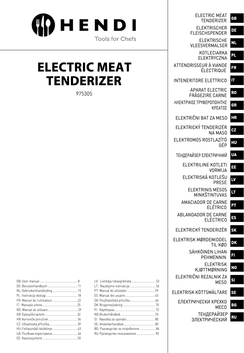 Page 1 de la notice Fiche technique Hendi 975305