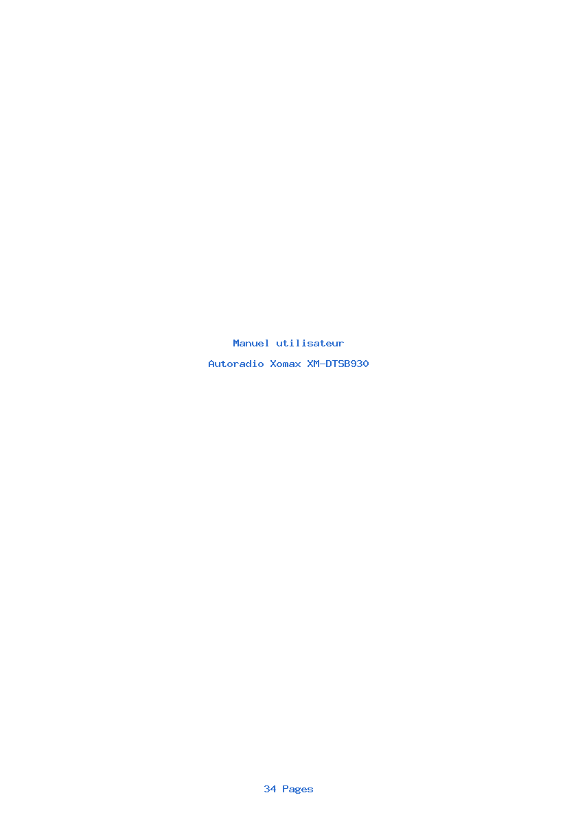 Page 1 de la notice Manuel utilisateur Xomax XM-DTSB930