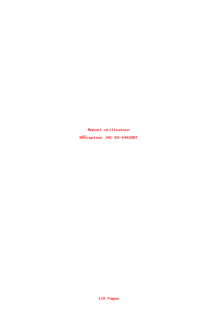 Page 1 de la notice Manuel utilisateur JVC KD-X482DBT