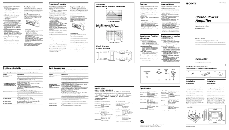 Page 1 de la notice Manuel utilisateur Sony XM-2200GTX