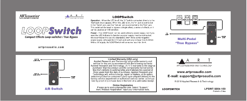 Page 1 de la notice Manuel utilisateur ART Loop Switch