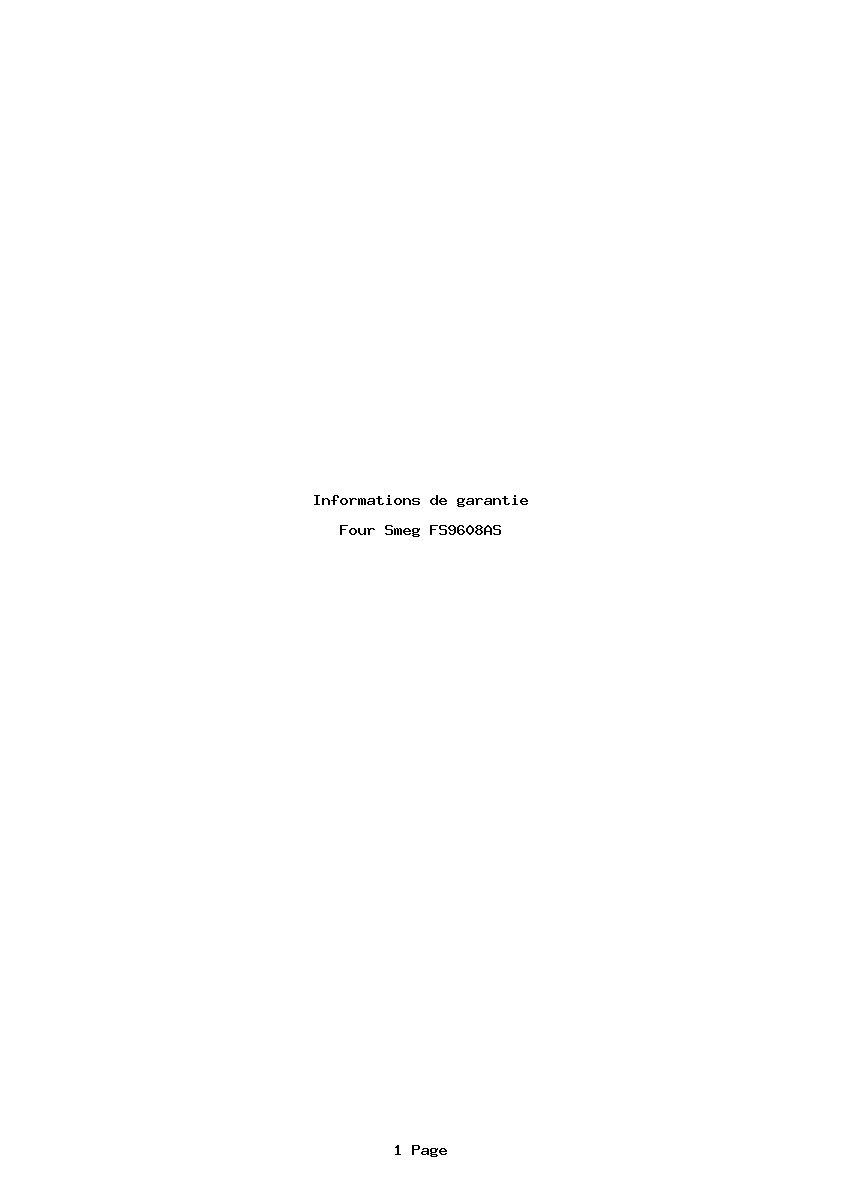 Page 1 de la notice Informations de garantie Smeg FS9608AS