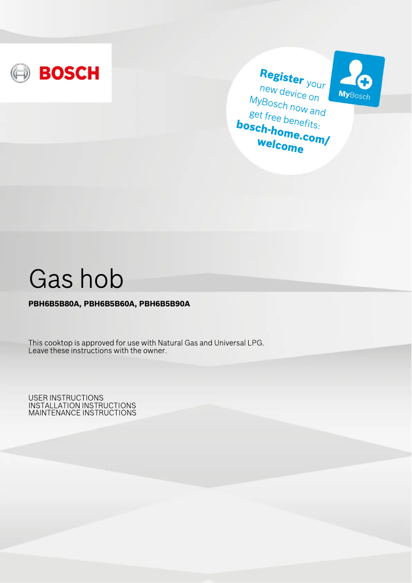 Page 1 de la notice Guide d'installation Bosch PBH6B5B90A