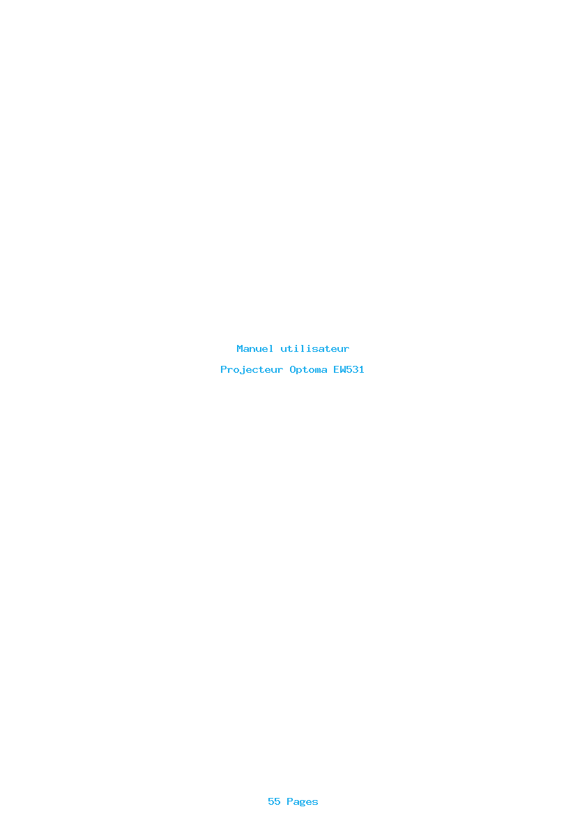 Page 1 de la notice Manuel utilisateur Optoma EW531