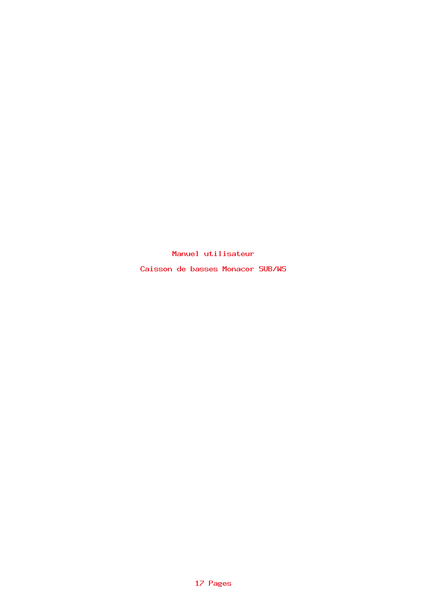 Page 1 de la notice Manuel utilisateur Monacor SUB/WS