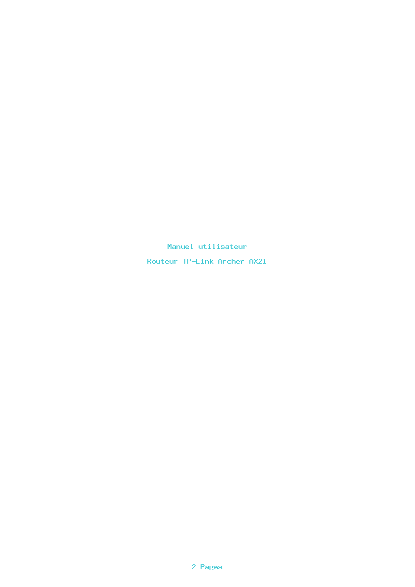 Page 1 de la notice Manuel utilisateur TP-Link Archer AX21