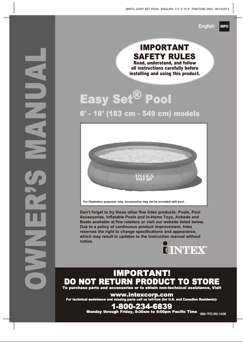 Page 1 of the manual User Manual Intex 28161EG