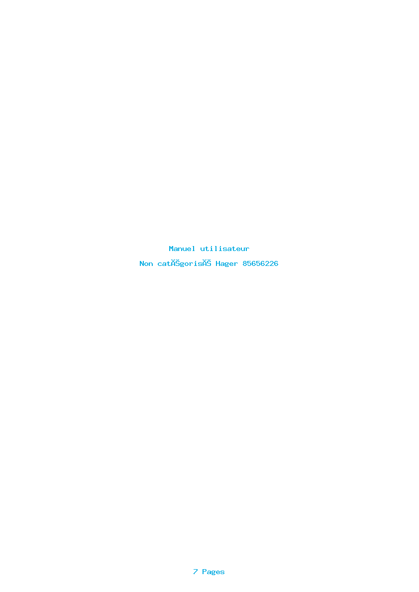 Page 1 de la notice Manuel utilisateur Hager 85656226