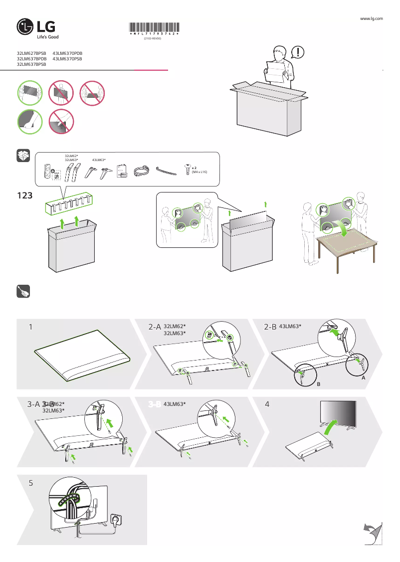 Page 1 de la notice Manuel utilisateur LG 32LM637BPSB