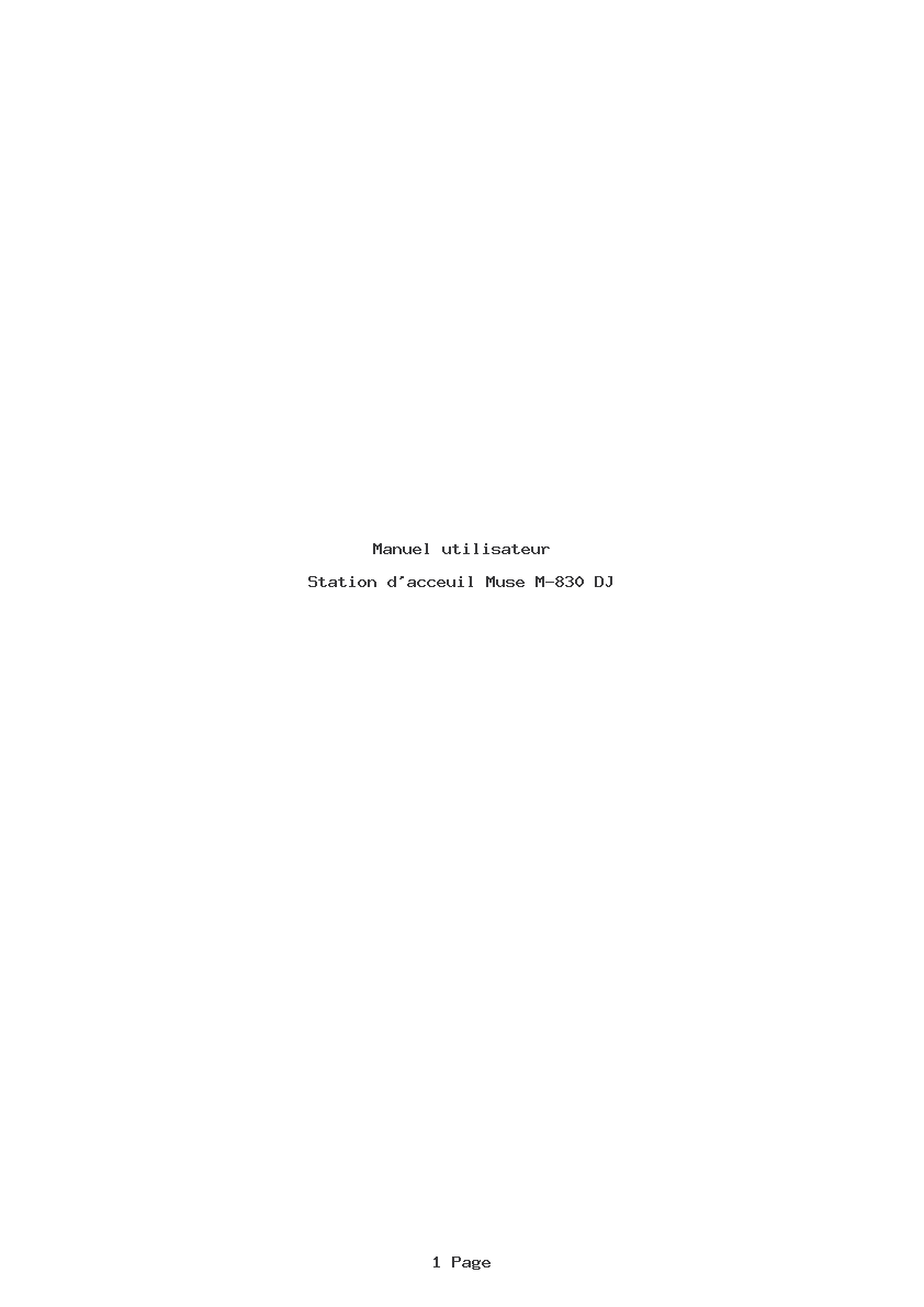 Page 1 de la notice Manuel utilisateur Muse M-830 DJ