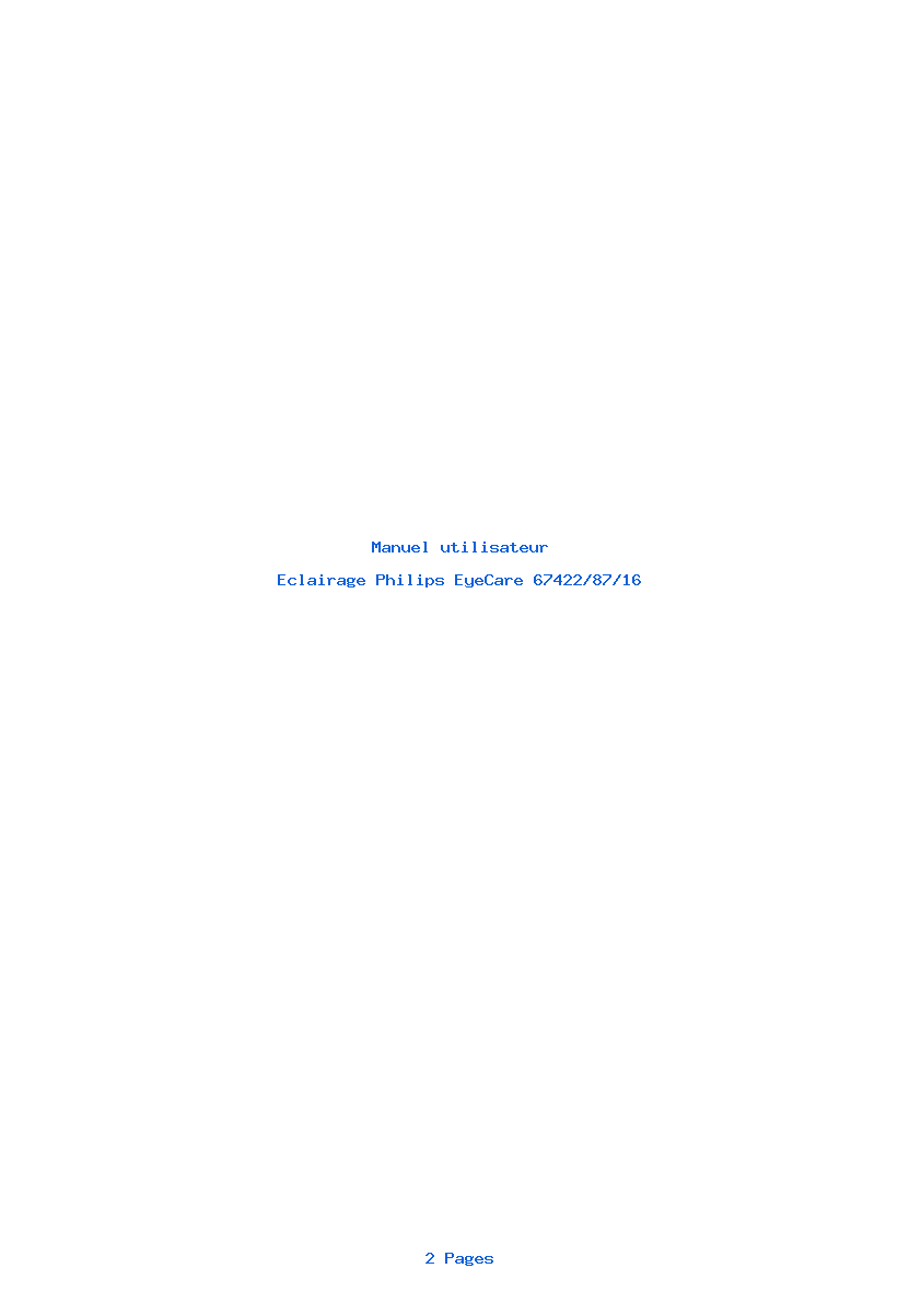 Page 1 de la notice Manuel utilisateur Philips EyeCare 67422/87/16