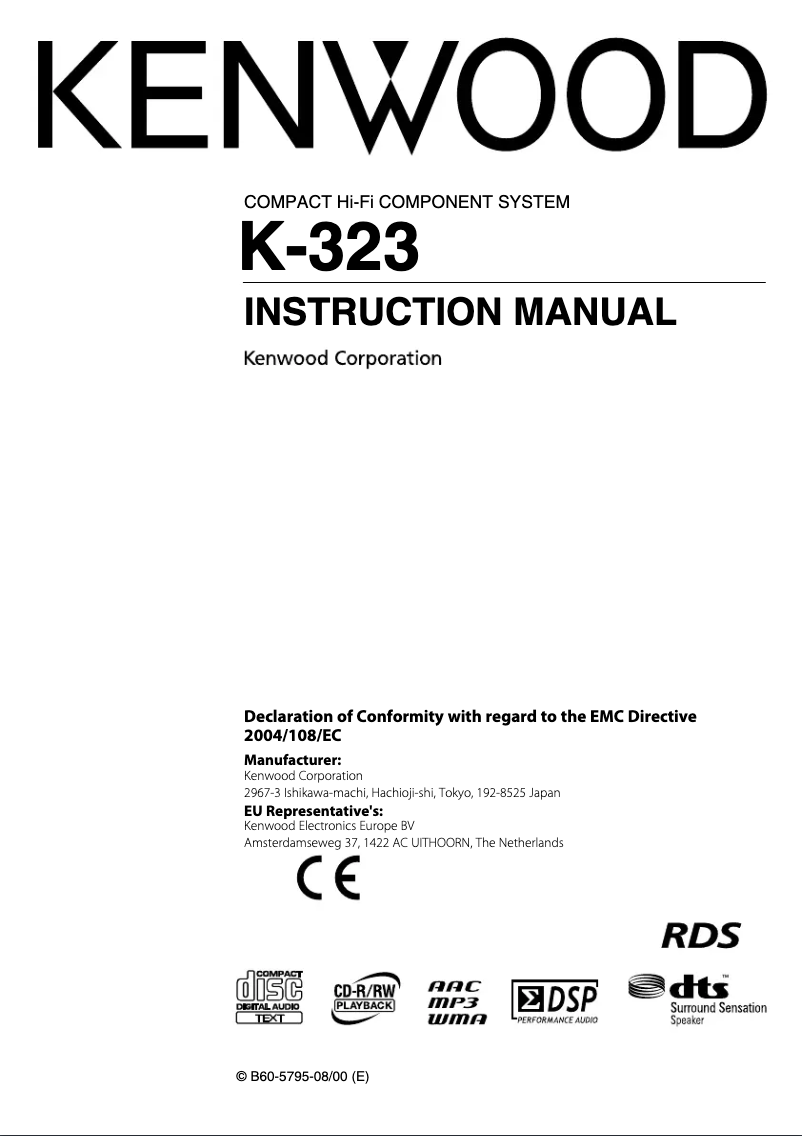 Page 1 de la notice Manuel utilisateur Kenwood K-323