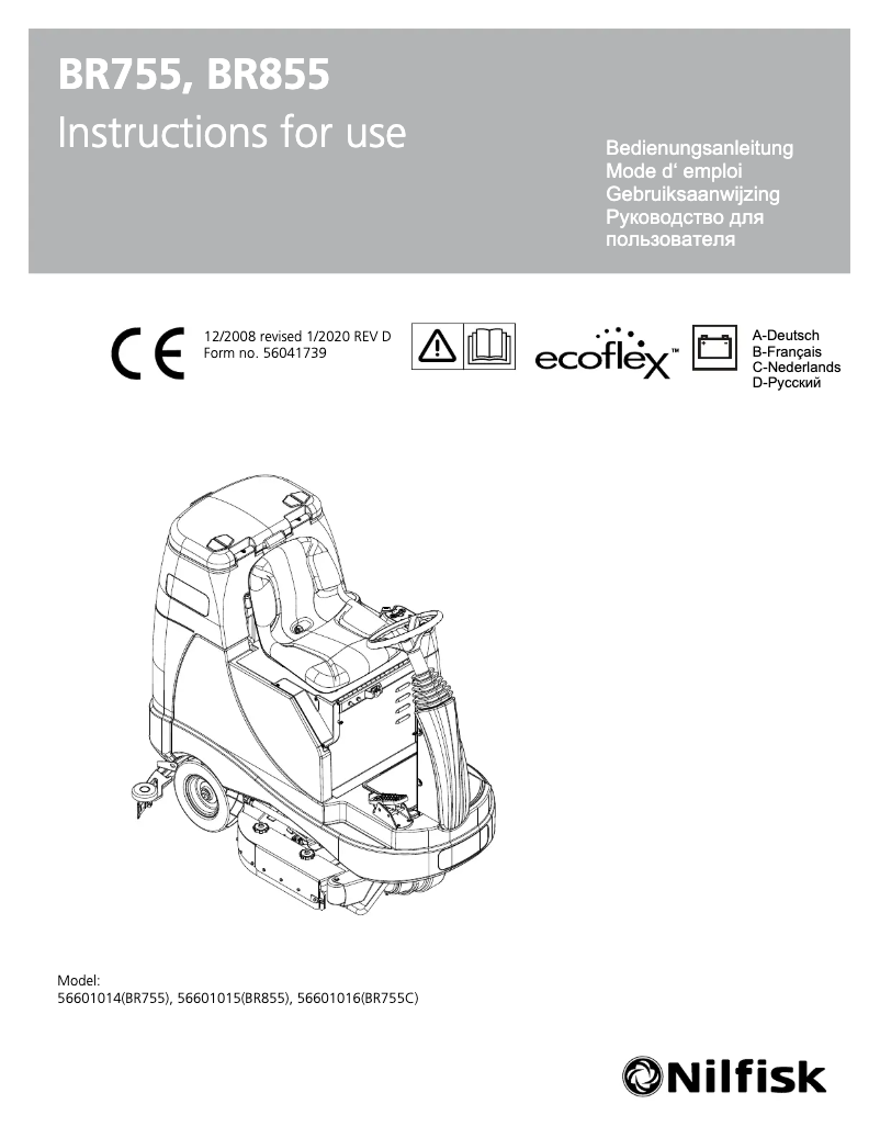 Page 1 de la notice Manuel utilisateur Nilfisk BR755